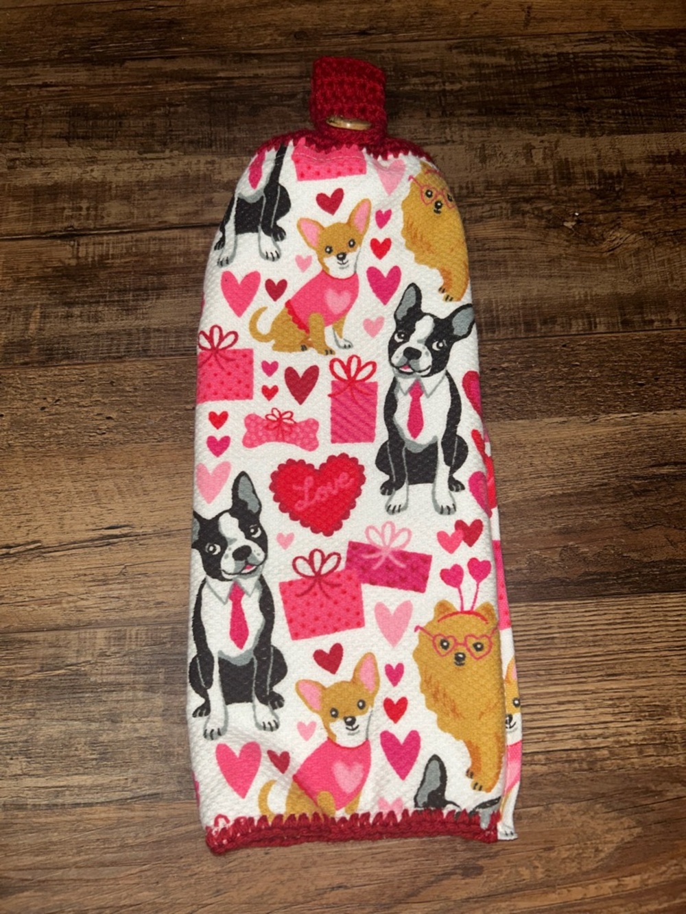 Dog Valentines Hanging Kitchen Towel